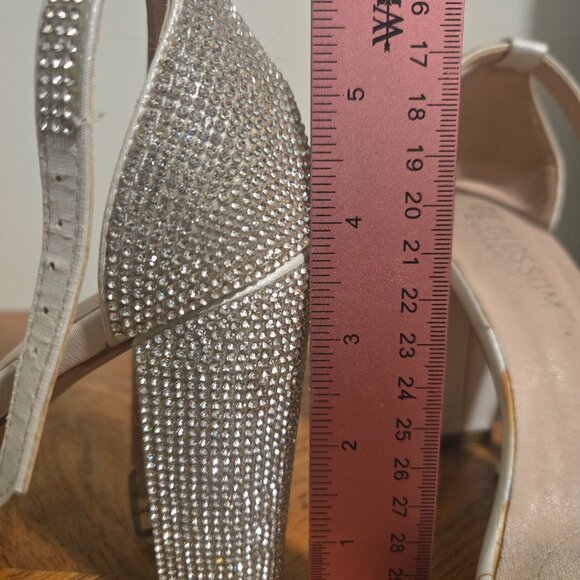 Sparkly Minimalist Ankle Strap Block Heel Sandals from David Bridal - Picture 9 of 9